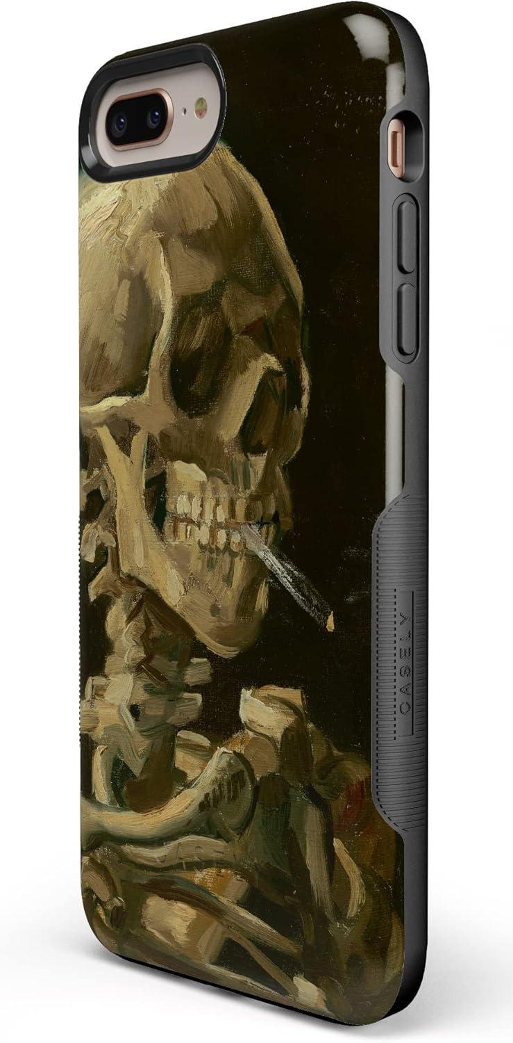 imageCasely iPhone 678 Plus Case Light Blue Skies Marble Clouds Bold Protective DesignVan Gogh Skull of a Skeleton with Burning Cig