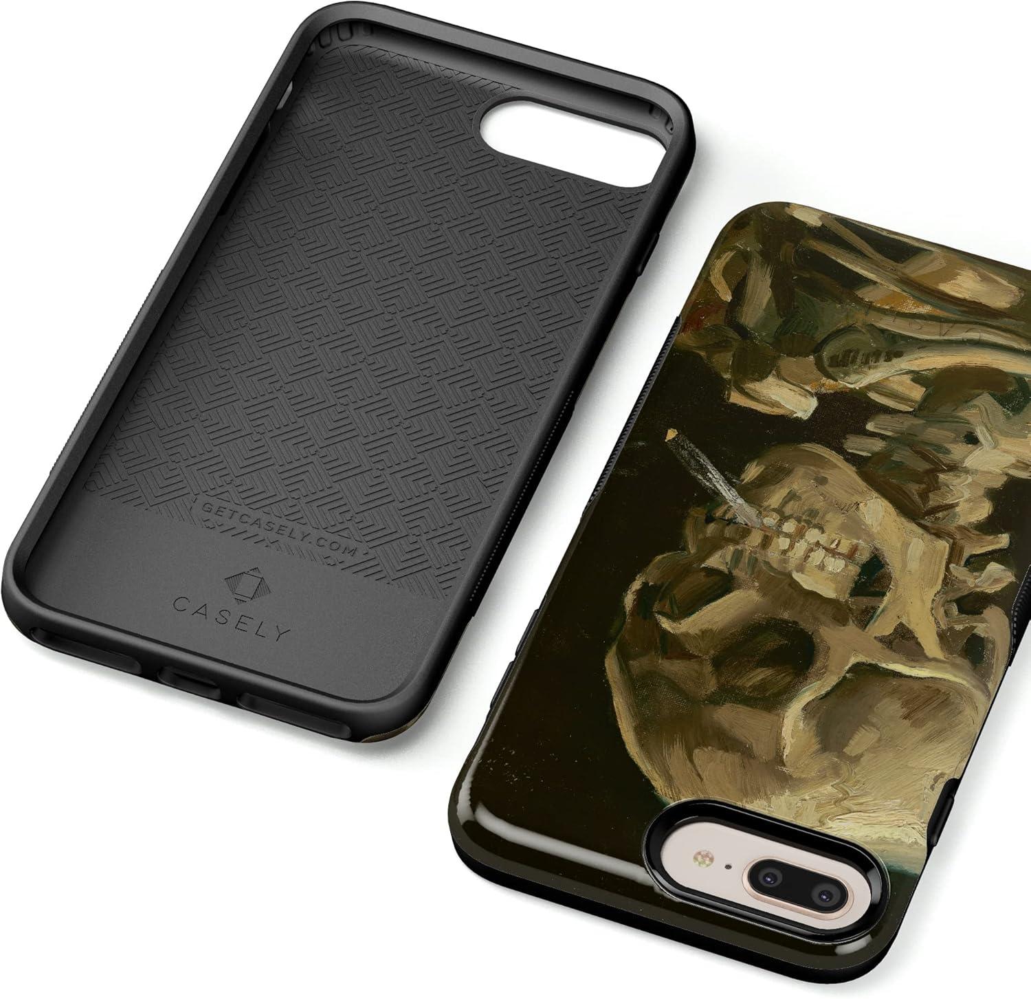 imageCasely iPhone 678 Plus Case Light Blue Skies Marble Clouds Bold Protective DesignVan Gogh Skull of a Skeleton with Burning Cig