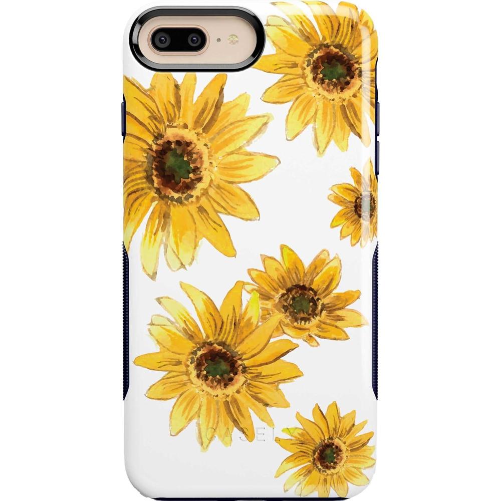imageCasely iPhone 678 Plus Case Light Blue Skies Marble Clouds Bold Protective DesignBright Yellow Sunflowers Floral
