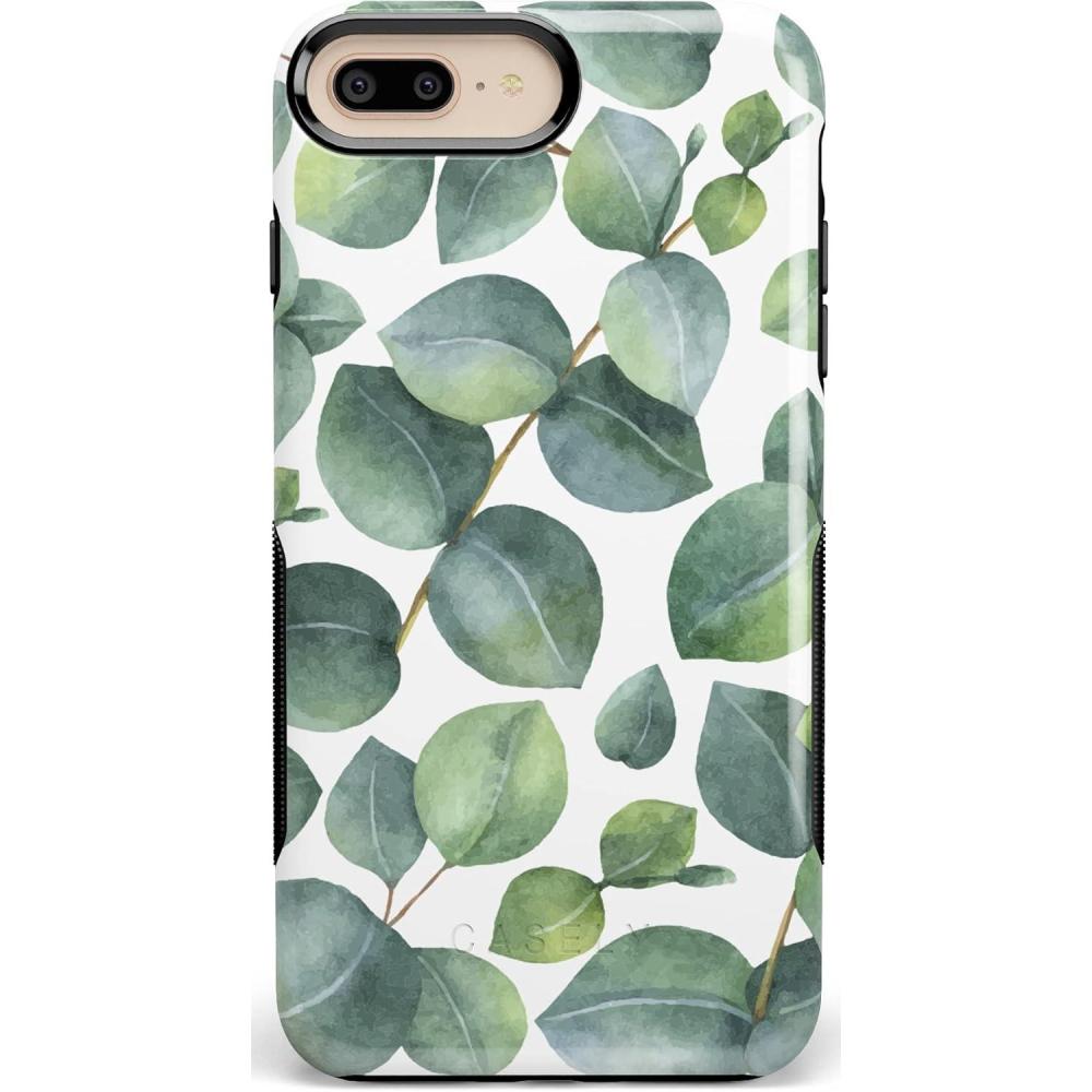 imageCasely iPhone 678 Plus Case  Light Blue Skies  Marble Clouds  Bold Protective DesignLeaf Me Alone  Green Floral