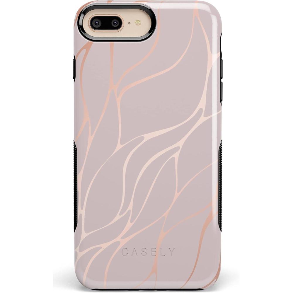 imageCasely iPhone 678 Plus Case Light Blue Skies Marble Clouds Bold Protective DesignPink and Gold Metallic Waves