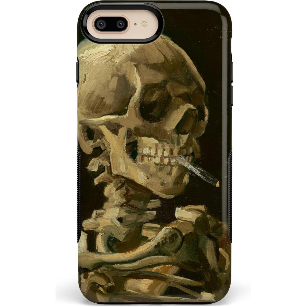imageCasely iPhone 678 Plus Case  Light Blue Skies  Marble Clouds  Bold Protective DesignVan Gogh  Skull of a Skeleton with Burning Cig