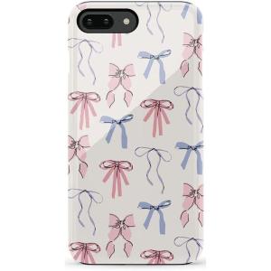Casely iPhone 6/7/8 Plus Case | Light Blue Skies | Marble Clouds | Bold Protective Design(Coquette Girlie | Pastel Bows)