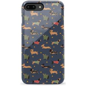 Casely iPhone 6/7/8 Plus Case | Light Blue Skies | Marble Clouds | Bold Protective Design(Dashing Doxies | Dachshund Dog)