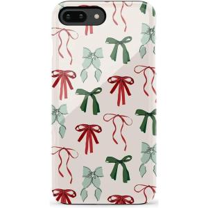 Casely iPhone 6/7/8 Plus Case | Light Blue Skies | Marble Clouds | Bold Protective Design(Festive Girlie | Holiday Bows)
