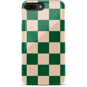 Casely iPhone 6/7/8 Plus Case | Light Blue Skies | Marble Clouds | Bold Protective Design(Fit Check | Green Checkerboard)