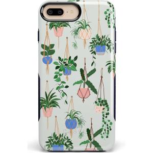 Casely iPhone 6/7/8 Plus Case | Light Blue Skies | Marble Clouds | Bold Protective Design(Hanging Around | Potted Plants Floral)