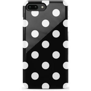 Casely iPhone 6/7/8 Plus Case | Light Blue Skies | Marble Clouds | Bold Protective Design(High Contrast | Black Polka Dot)