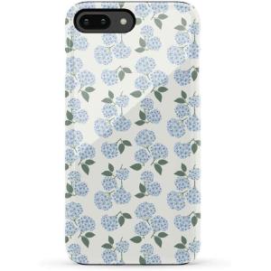 Casely iPhone 6/7/8 Plus Case | Light Blue Skies | Marble Clouds | Bold Protective Design(Nantucket Cottage | Blue Hydrangea)