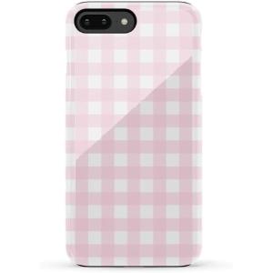 Casely iPhone 6/7/8 Plus Case | Light Blue Skies | Marble Clouds | Bold Protective Design(Pink Plaid | Sunday Best)