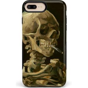 Casely iPhone 6/7/8 Plus Case | Light Blue Skies | Marble Clouds | Bold Protective Design(Van Gogh | Skull of a Skeleton with Burning Cig)