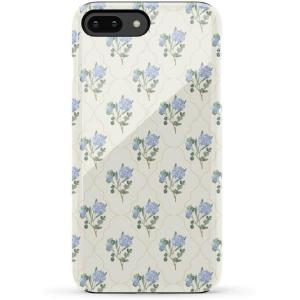 Casely iPhone 6/7/8 Plus Case | Light Blue Skies | Marble Clouds | Bold Protective Design(Vintage Garden | Blue Hydrangea)
