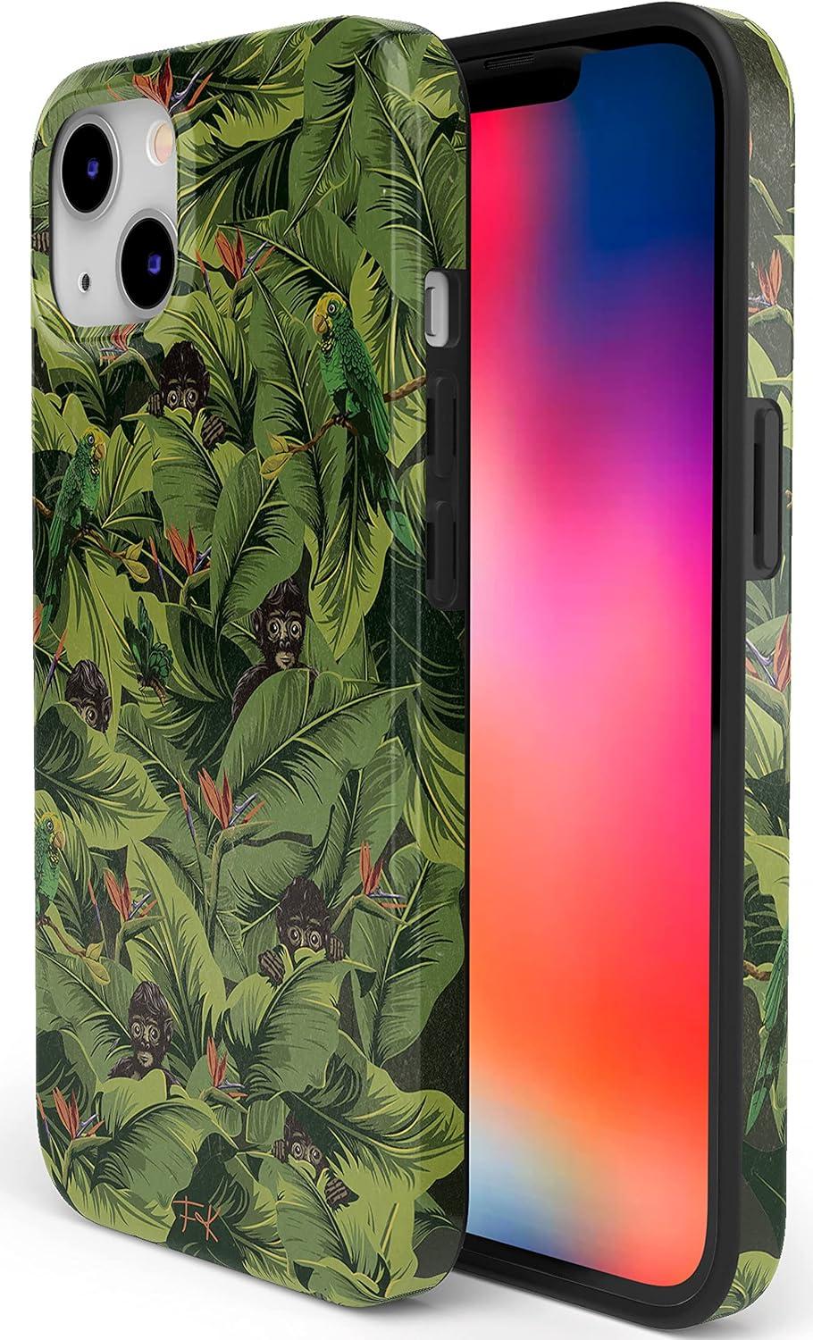 imageCasely iPhone 13 Case Sneaky Monkeys Frida Kahlo Jungle Floral Compatible with MagSafe Classic Ultra Slim Design