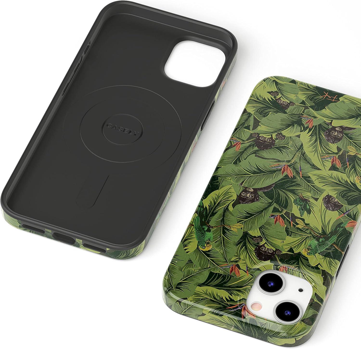 imageCasely iPhone 13 Case Sneaky Monkeys Frida Kahlo Jungle Floral Compatible with MagSafe Classic Ultra Slim Design
