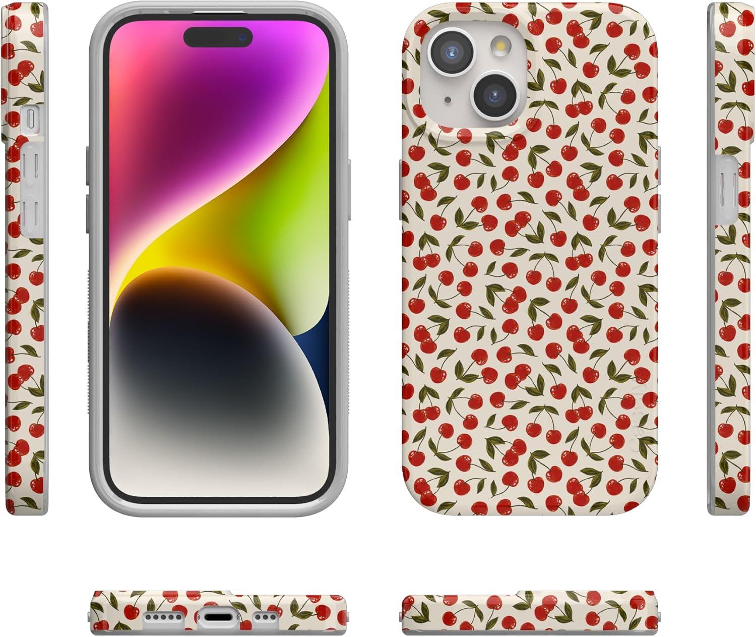 imageCasely iPhone 15 Plus Case Outside the Lines Crayola Marker Compatible with MagSafe Classic Ultra Slim DesignCherry on Top Red Cherries