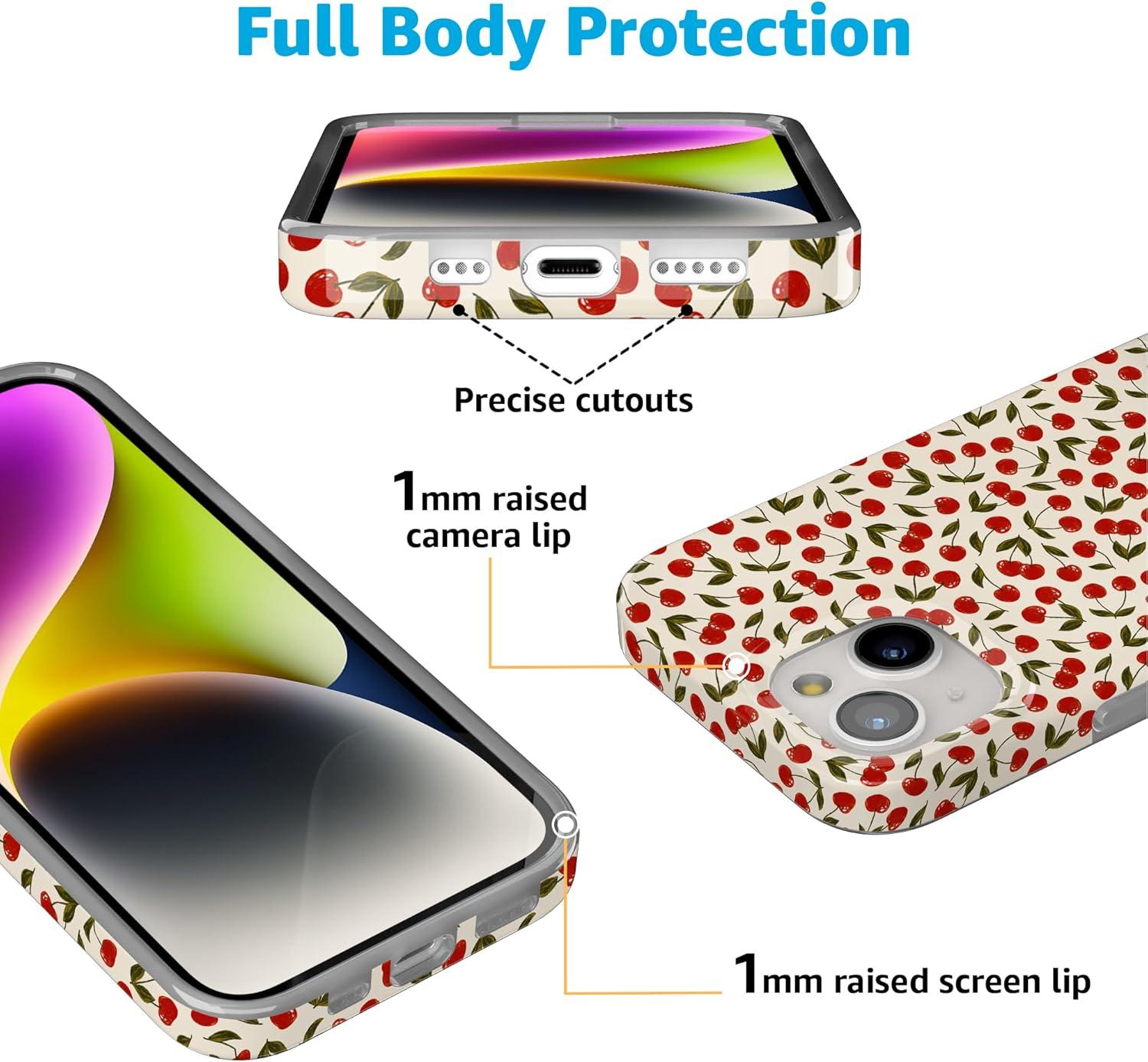imageCasely iPhone 15 Plus Case Outside the Lines Crayola Marker Compatible with MagSafe Classic Ultra Slim DesignCherry on Top Red Cherries