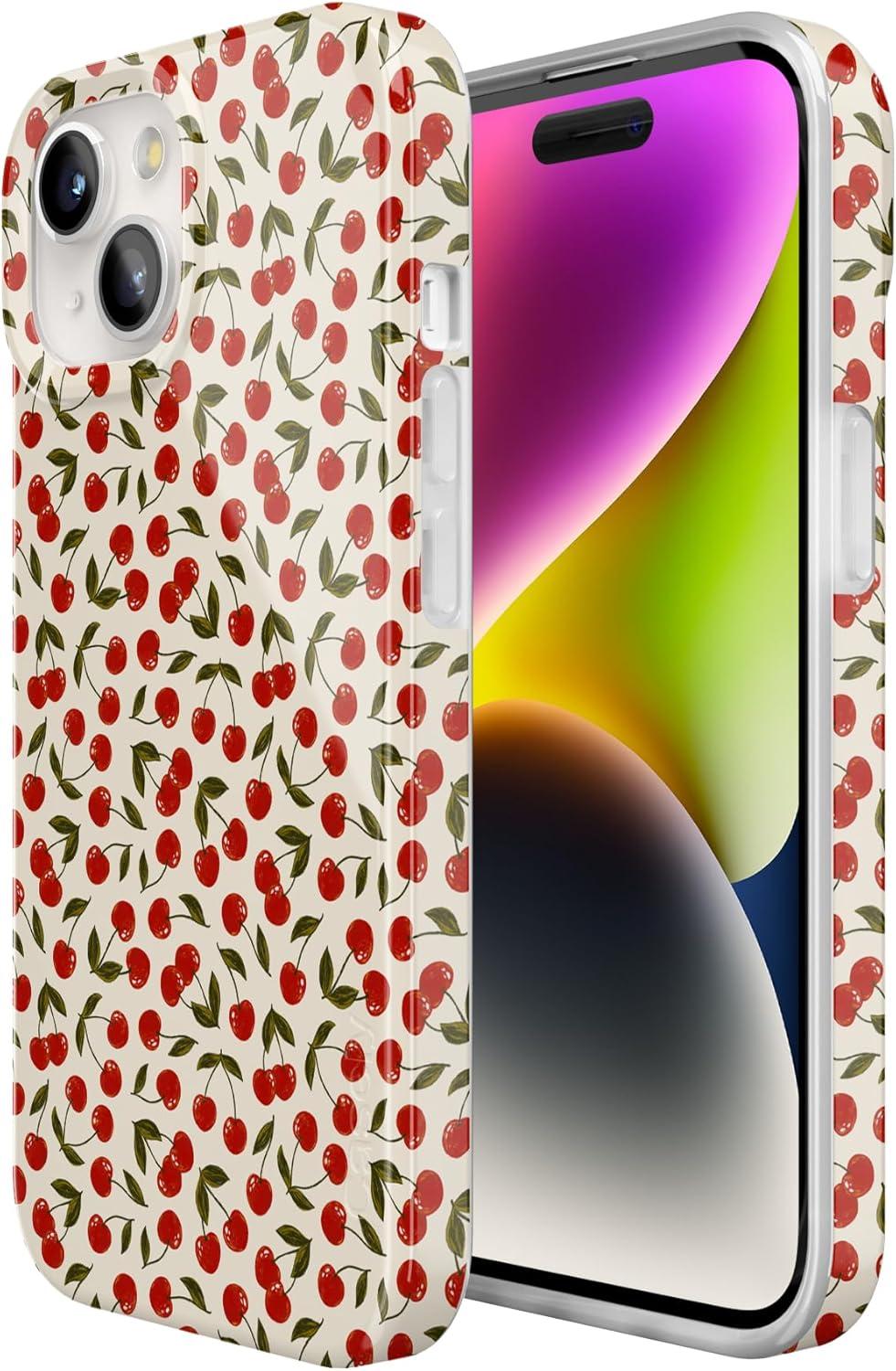 imageCasely iPhone 15 Plus Case Outside the Lines Crayola Marker Compatible with MagSafe Classic Ultra Slim DesignCherry on Top Red Cherries