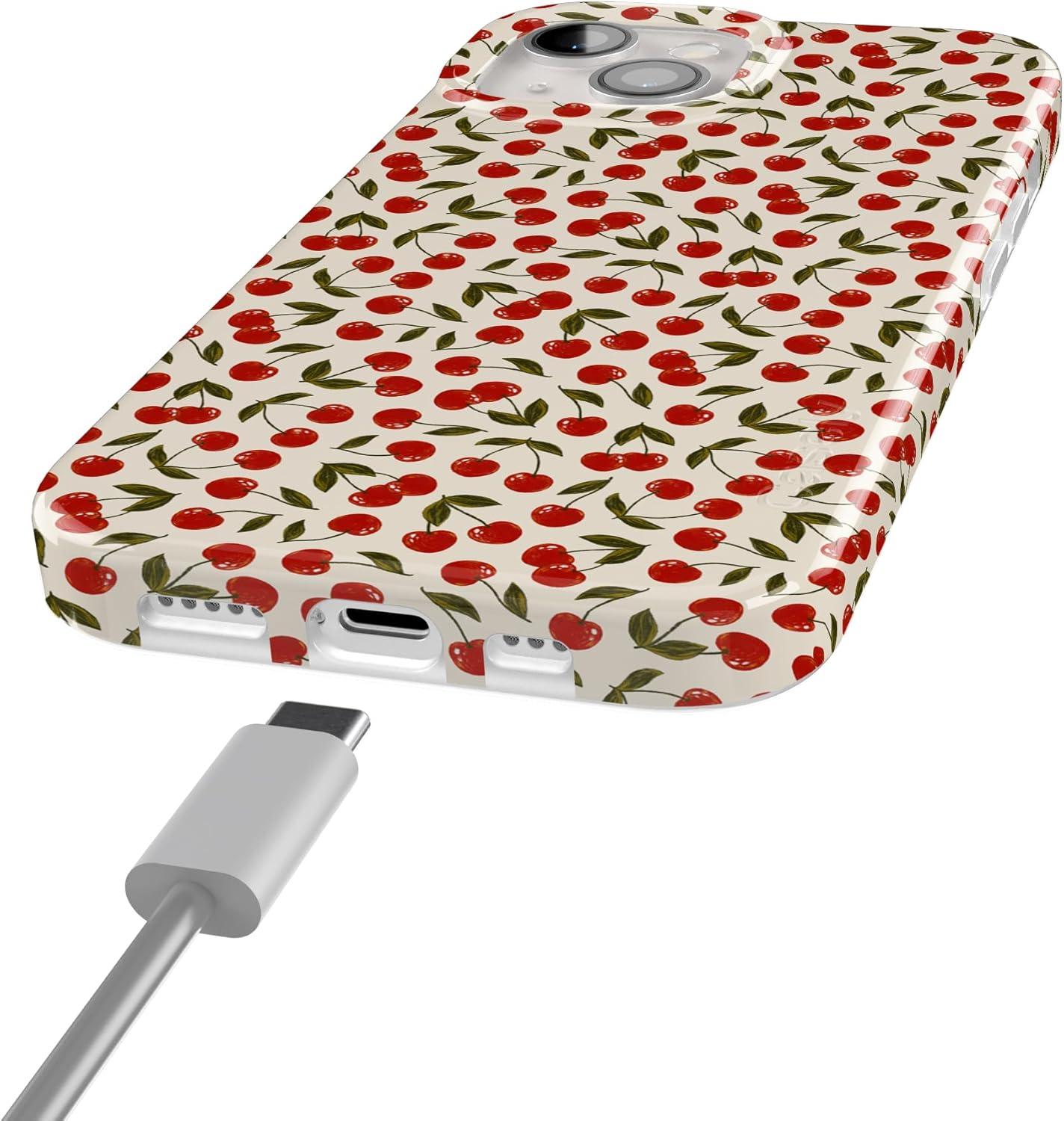 imageCasely iPhone 15 Plus Case Outside the Lines Crayola Marker Compatible with MagSafe Classic Ultra Slim DesignCherry on Top Red Cherries