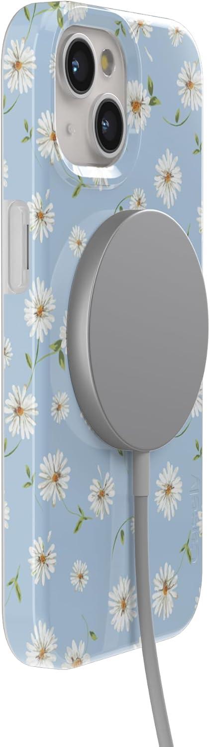 imageCasely iPhone 15 Plus Case Outside the Lines Crayola Marker Compatible with MagSafe Classic Ultra Slim DesignDaisy Daydream Baby Blue Floral