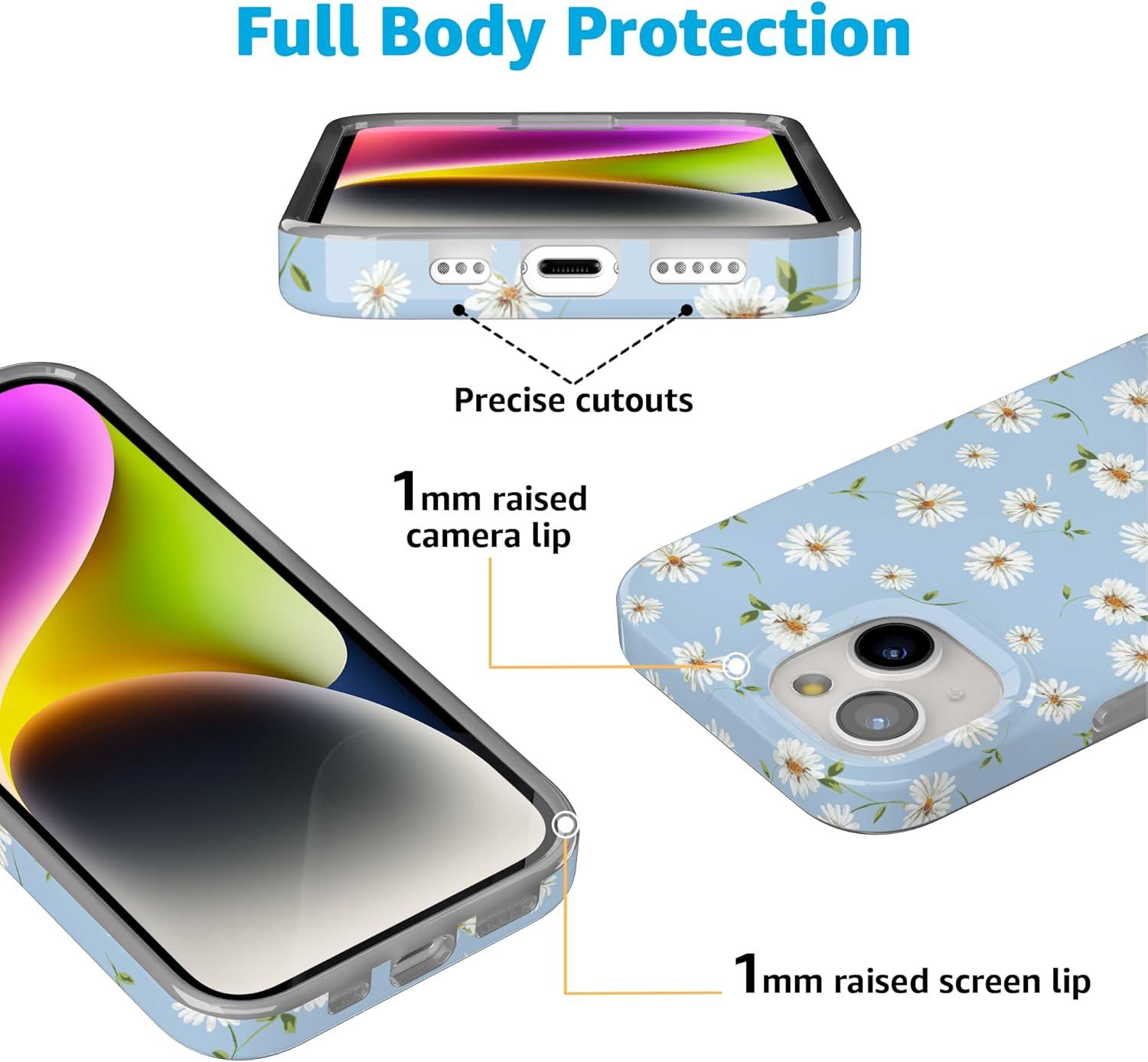 imageCasely iPhone 15 Plus Case Outside the Lines Crayola Marker Compatible with MagSafe Classic Ultra Slim DesignDaisy Daydream Baby Blue Floral