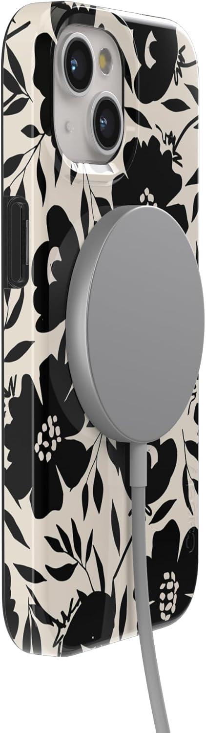 imageCasely iPhone 15 Plus Case Outside the Lines Crayola Marker Compatible with MagSafe Classic Ultra Slim DesignDark Fantasy Contrast Floral