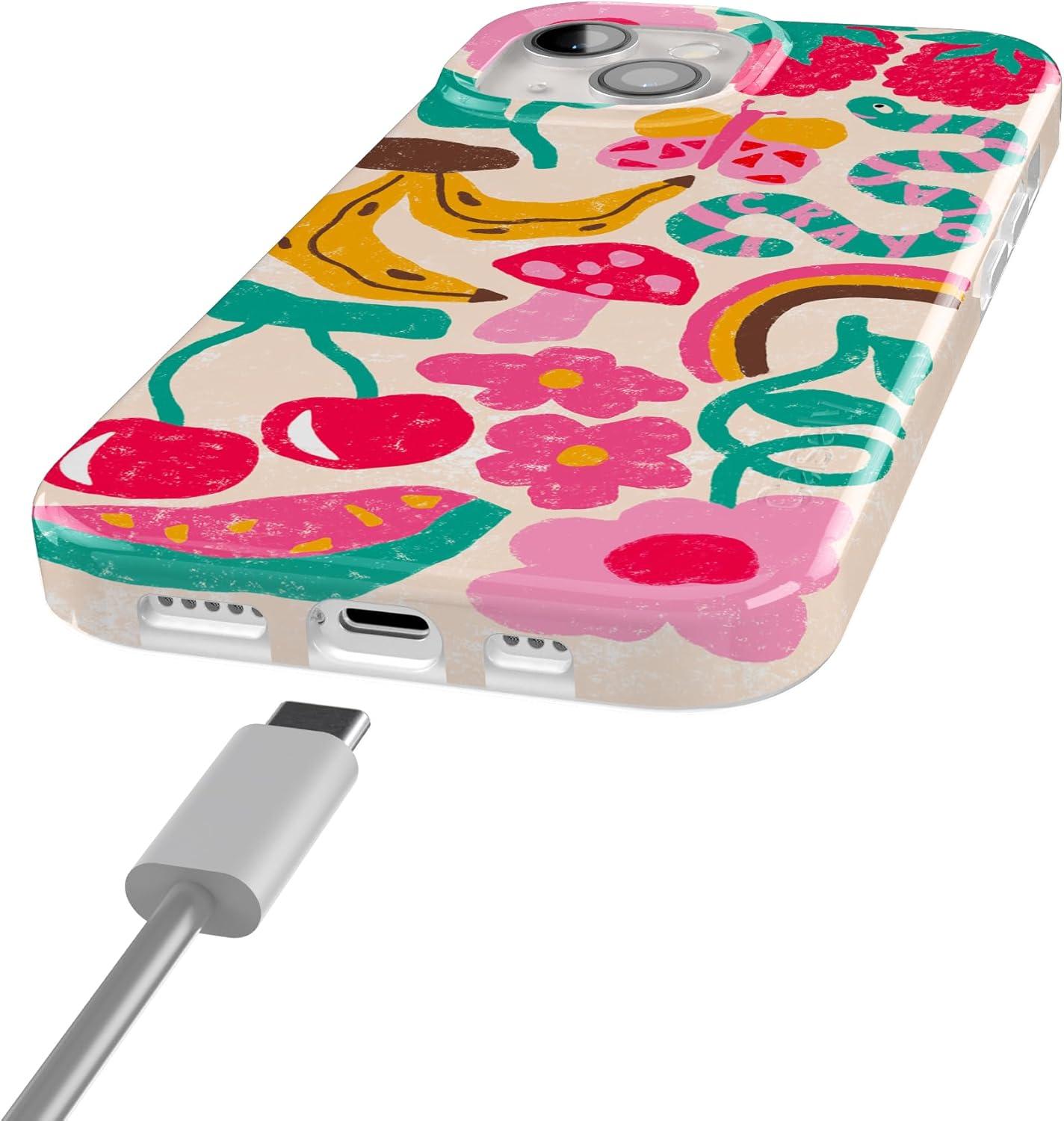 imageCasely iPhone 15 Plus Case Outside the Lines Crayola Marker Compatible with MagSafe Classic Ultra Slim DesignDoodle Bug Crayola Crayon