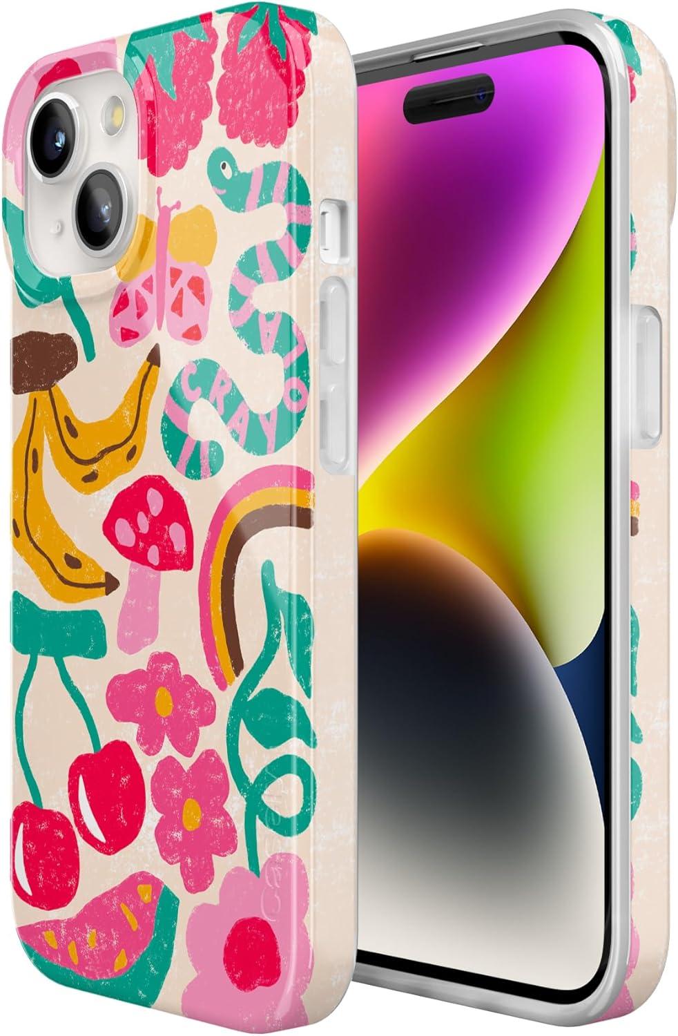 imageCasely iPhone 15 Plus Case Outside the Lines Crayola Marker Compatible with MagSafe Classic Ultra Slim DesignDoodle Bug Crayola Crayon
