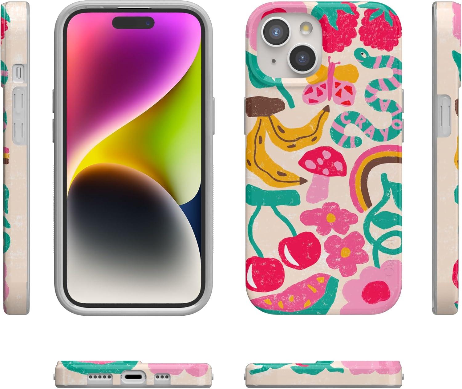 imageCasely iPhone 15 Plus Case Outside the Lines Crayola Marker Compatible with MagSafe Classic Ultra Slim DesignDoodle Bug Crayola Crayon