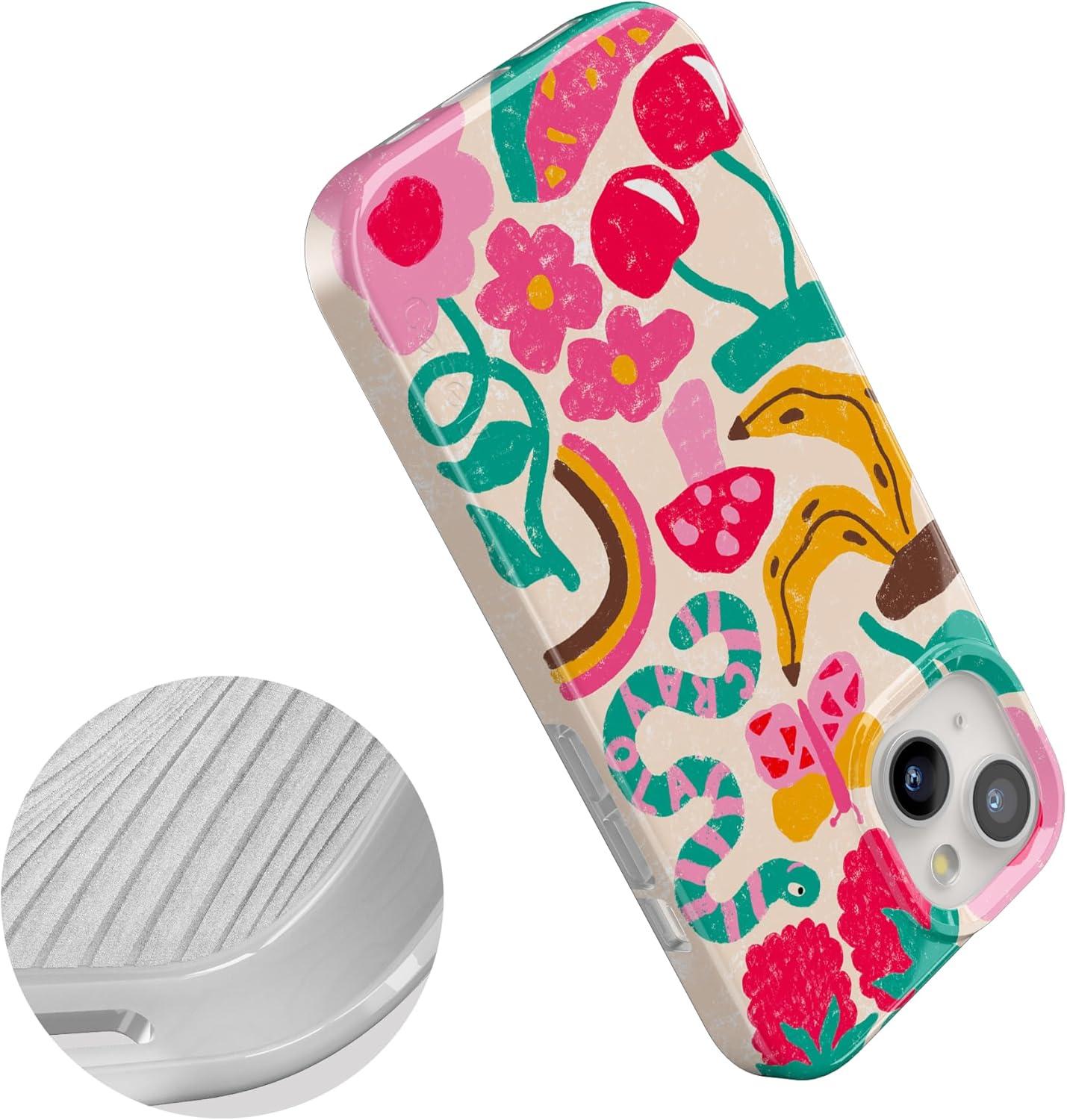 imageCasely iPhone 15 Plus Case Outside the Lines Crayola Marker Compatible with MagSafe Classic Ultra Slim DesignDoodle Bug Crayola Crayon