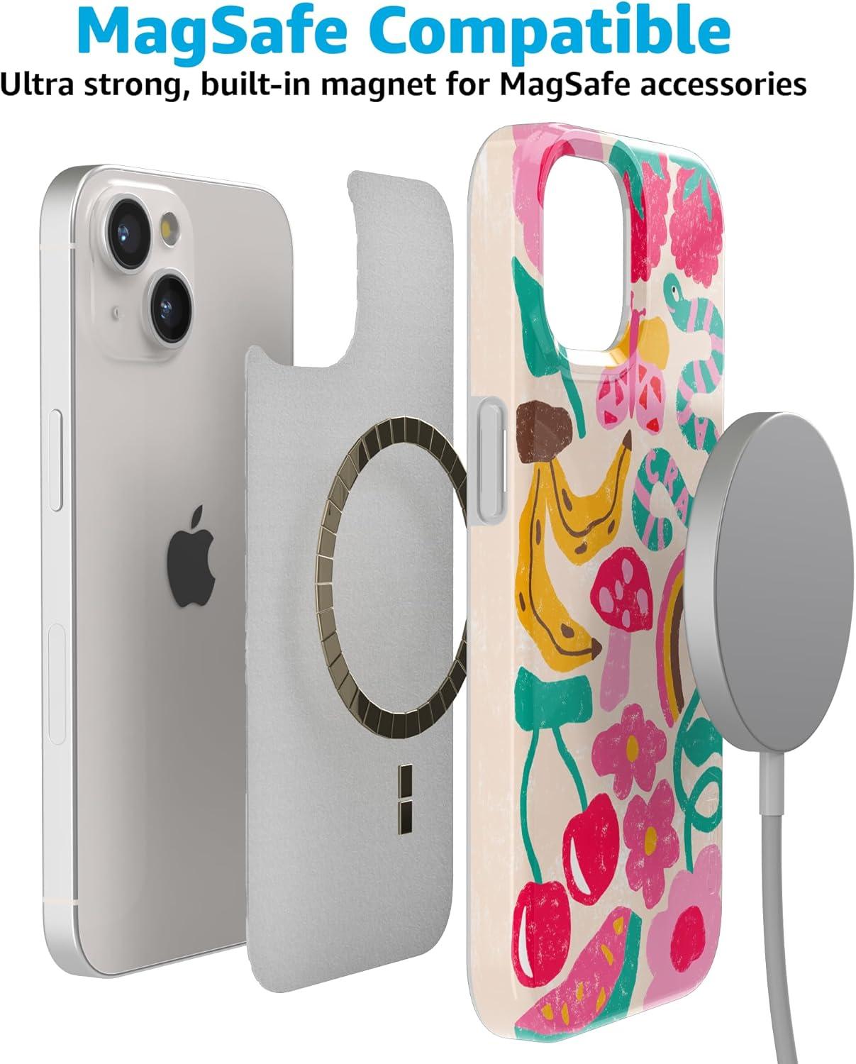 imageCasely iPhone 15 Plus Case Outside the Lines Crayola Marker Compatible with MagSafe Classic Ultra Slim DesignDoodle Bug Crayola Crayon