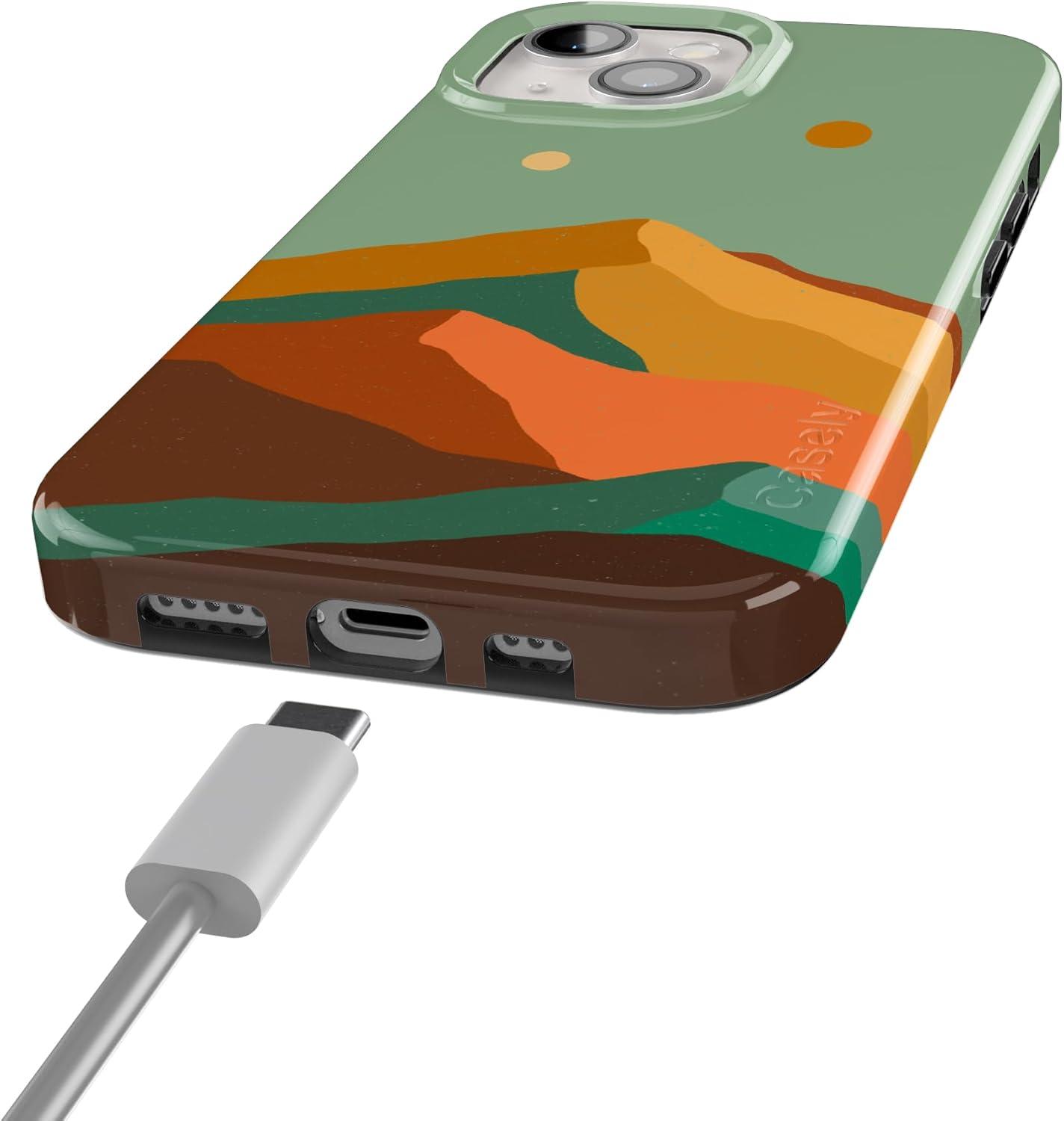 imageCasely iPhone 15 Plus Case Outside the Lines Crayola Marker Compatible with MagSafe Classic Ultra Slim DesignEndless Peaks Colorblock Mountain