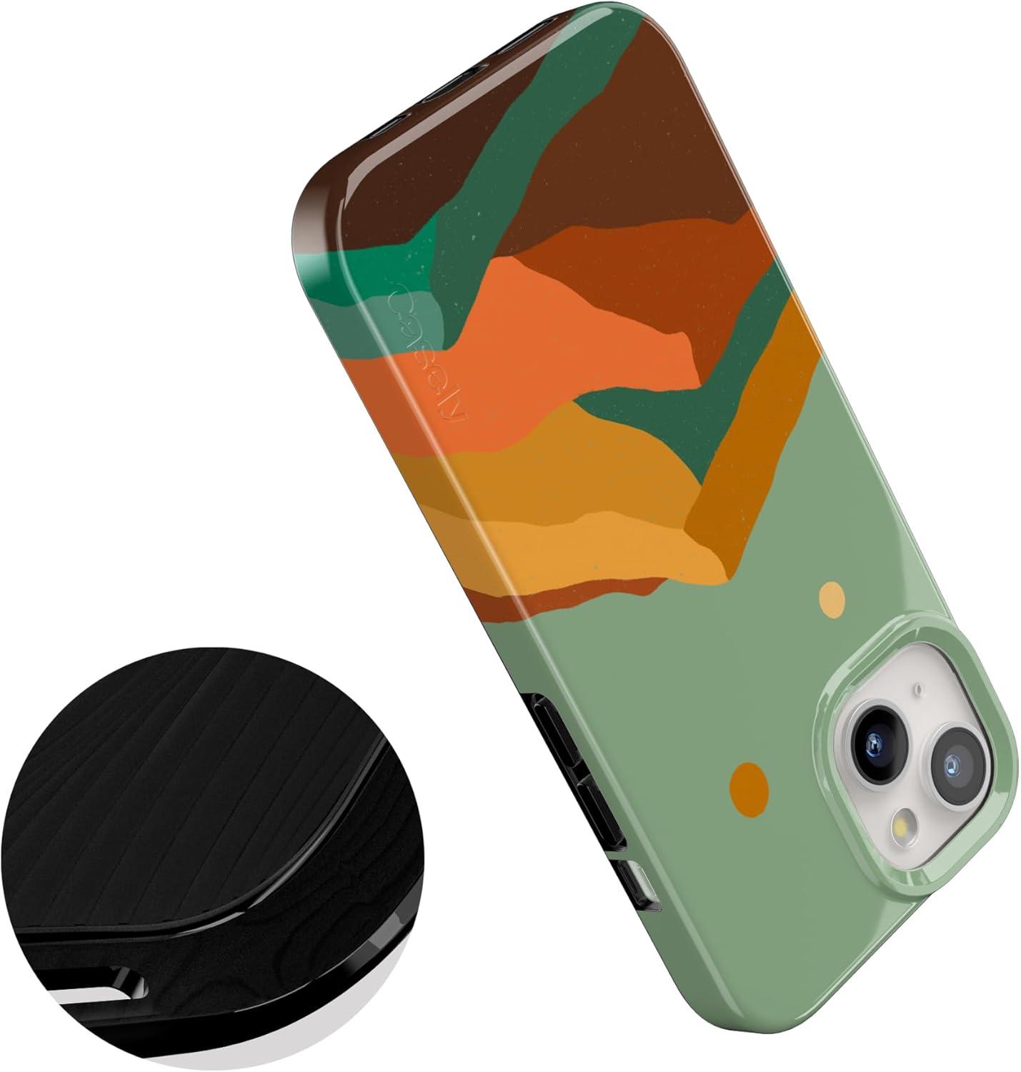 imageCasely iPhone 15 Plus Case Outside the Lines Crayola Marker Compatible with MagSafe Classic Ultra Slim DesignEndless Peaks Colorblock Mountain