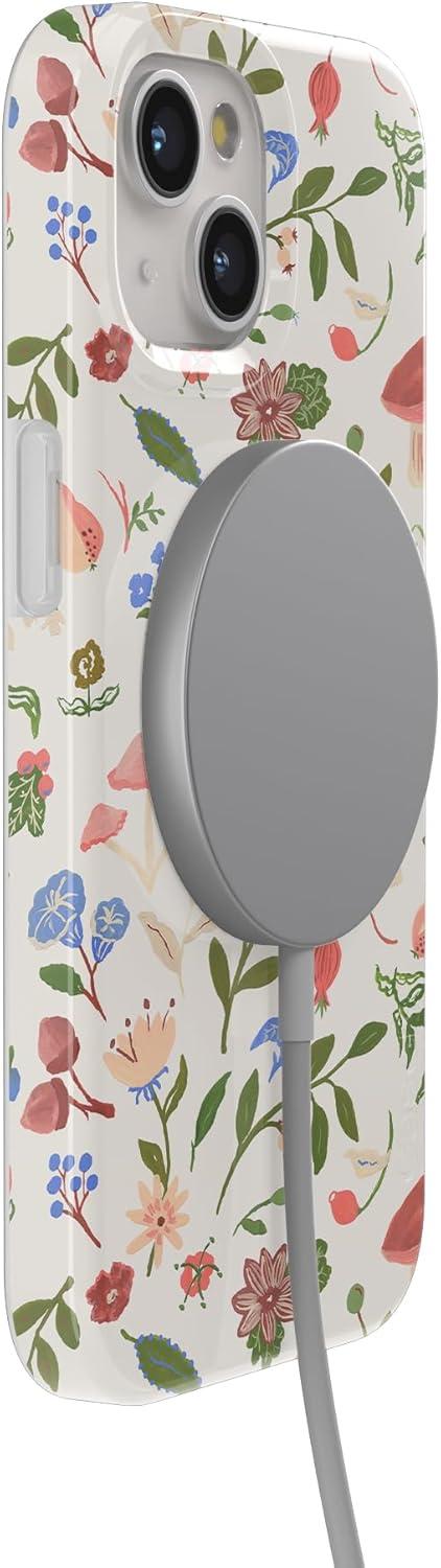 imageCasely iPhone 15 Plus Case Outside the Lines Crayola Marker Compatible with MagSafe Classic Ultra Slim DesignGarden Party Mushroom Floral