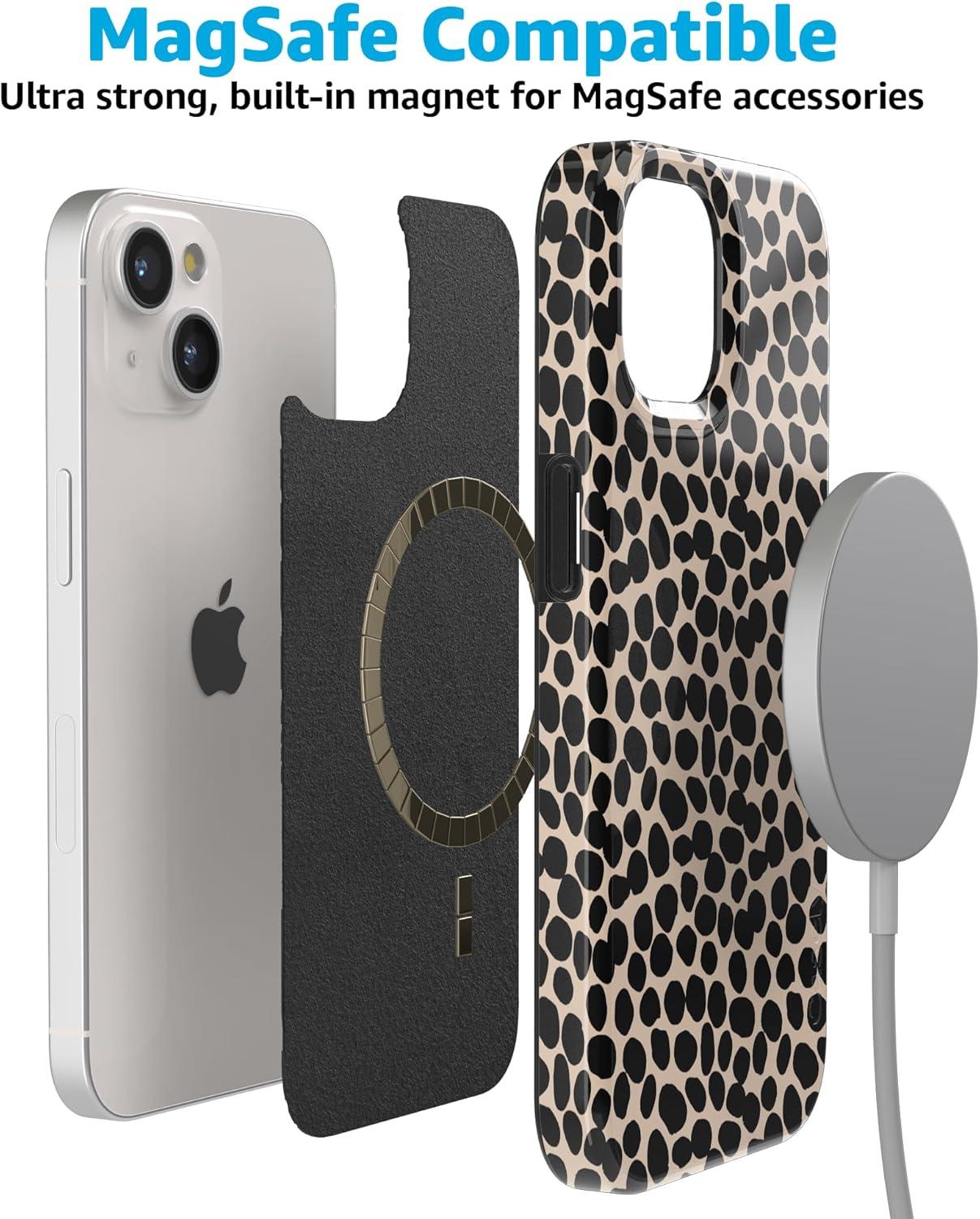 imageCasely iPhone 15 Plus Case Outside the Lines Crayola Marker Compatible with MagSafe Classic Ultra Slim DesignLost in Spots Cheetah Print