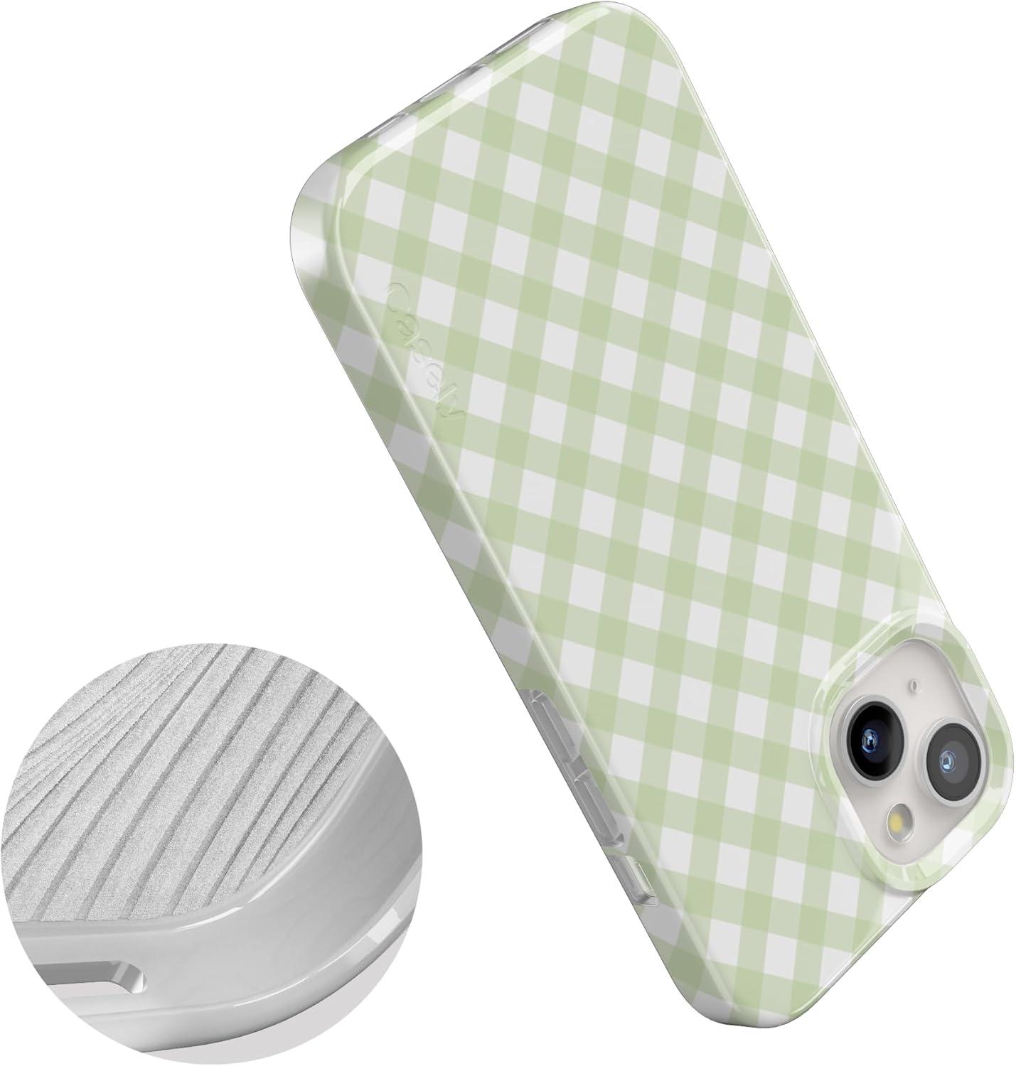 imageCasely iPhone 15 Plus Case Outside the Lines Crayola Marker Compatible with MagSafe Classic Ultra Slim DesignMint Lattice Sunday Best