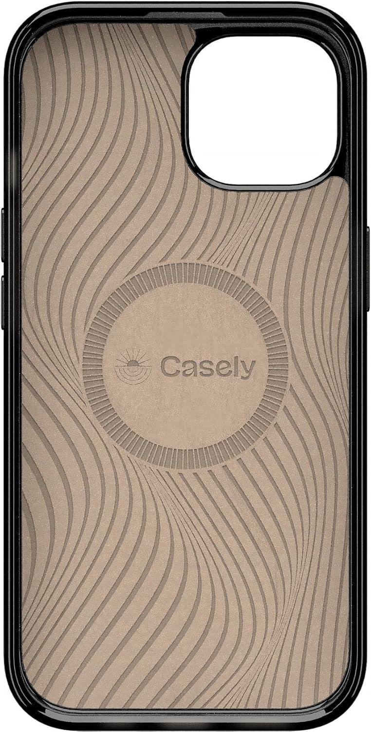 imageCasely iPhone 15 Plus Case Outside the Lines Crayola Marker Compatible with MagSafe Classic Ultra Slim DesignMocha Ripple Brown Waves Case