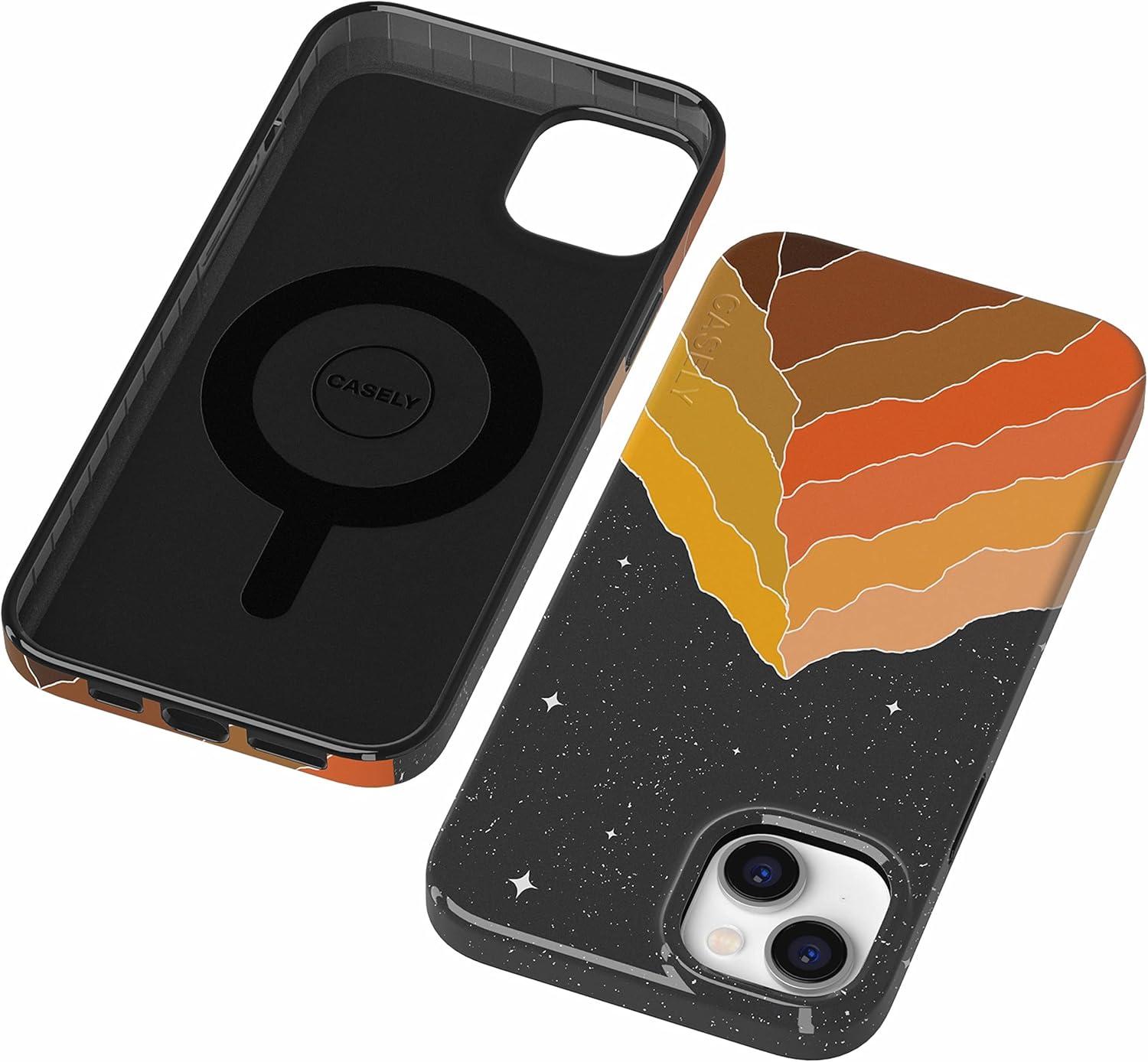 imageCasely iPhone 15 Plus Case Outside the Lines Crayola Marker Compatible with MagSafe Classic Ultra Slim DesignNight Skies Mountain Starlight
