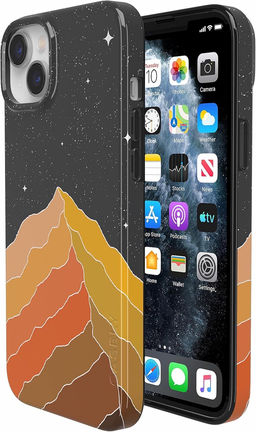 imageCasely iPhone 15 Plus Case Outside the Lines Crayola Marker Compatible with MagSafe Classic Ultra Slim DesignNight Skies Mountain Starlight