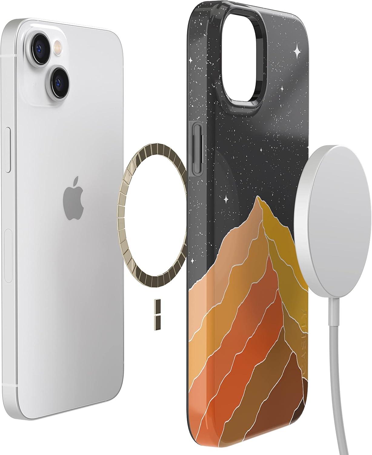 imageCasely iPhone 15 Plus Case Outside the Lines Crayola Marker Compatible with MagSafe Classic Ultra Slim DesignNight Skies Mountain Starlight
