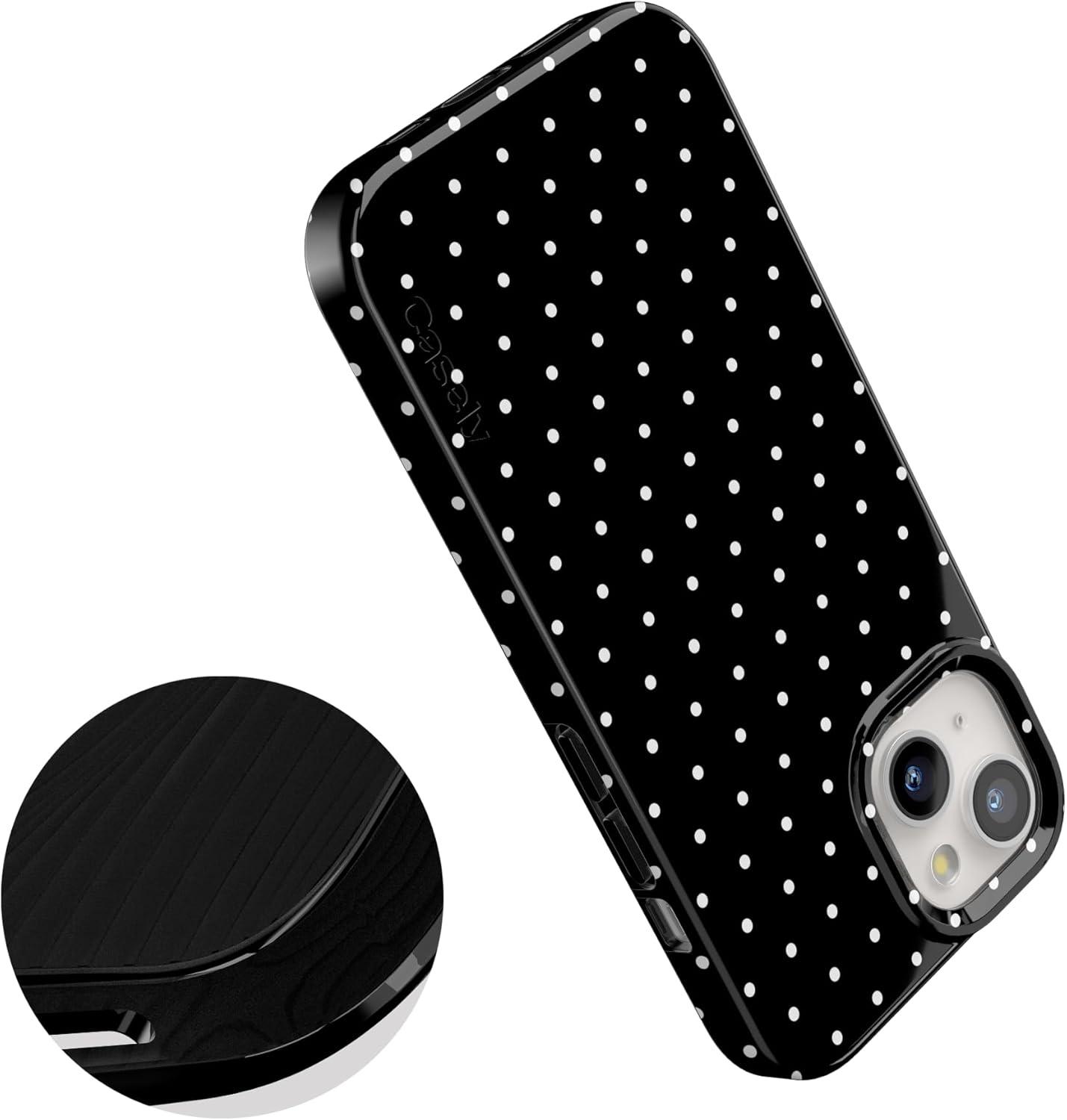 imageCasely iPhone 15 Plus Case Outside the Lines Crayola Marker Compatible with MagSafe Classic Ultra Slim DesignOn the Dot Black Polka Dot