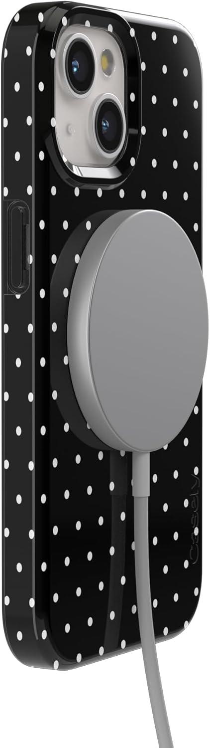 imageCasely iPhone 15 Plus Case Outside the Lines Crayola Marker Compatible with MagSafe Classic Ultra Slim DesignOn the Dot Black Polka Dot