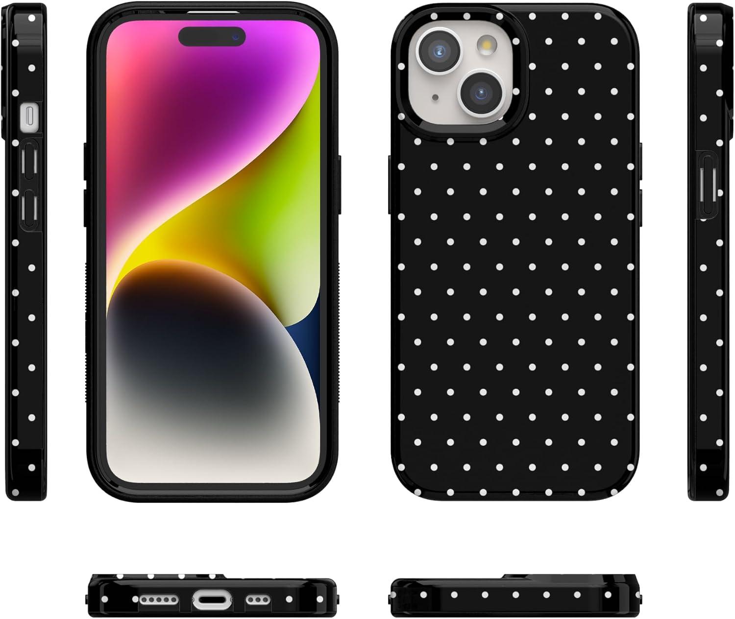 imageCasely iPhone 15 Plus Case Outside the Lines Crayola Marker Compatible with MagSafe Classic Ultra Slim DesignOn the Dot Black Polka Dot