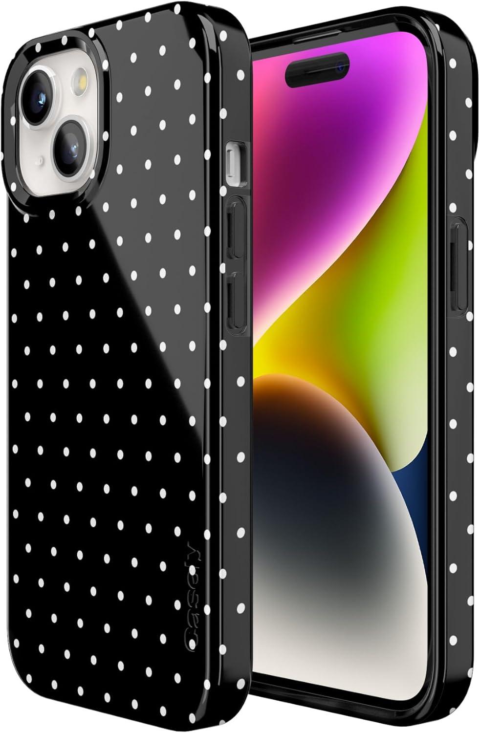 imageCasely iPhone 15 Plus Case Outside the Lines Crayola Marker Compatible with MagSafe Classic Ultra Slim DesignOn the Dot Black Polka Dot