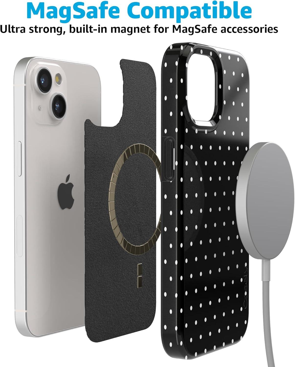 imageCasely iPhone 15 Plus Case Outside the Lines Crayola Marker Compatible with MagSafe Classic Ultra Slim DesignOn the Dot Black Polka Dot