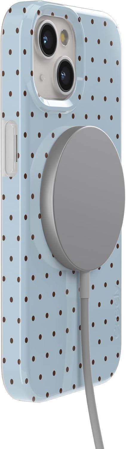 imageCasely iPhone 15 Plus Case Outside the Lines Crayola Marker Compatible with MagSafe Classic Ultra Slim DesignOn the Dot Blue Polka Dot