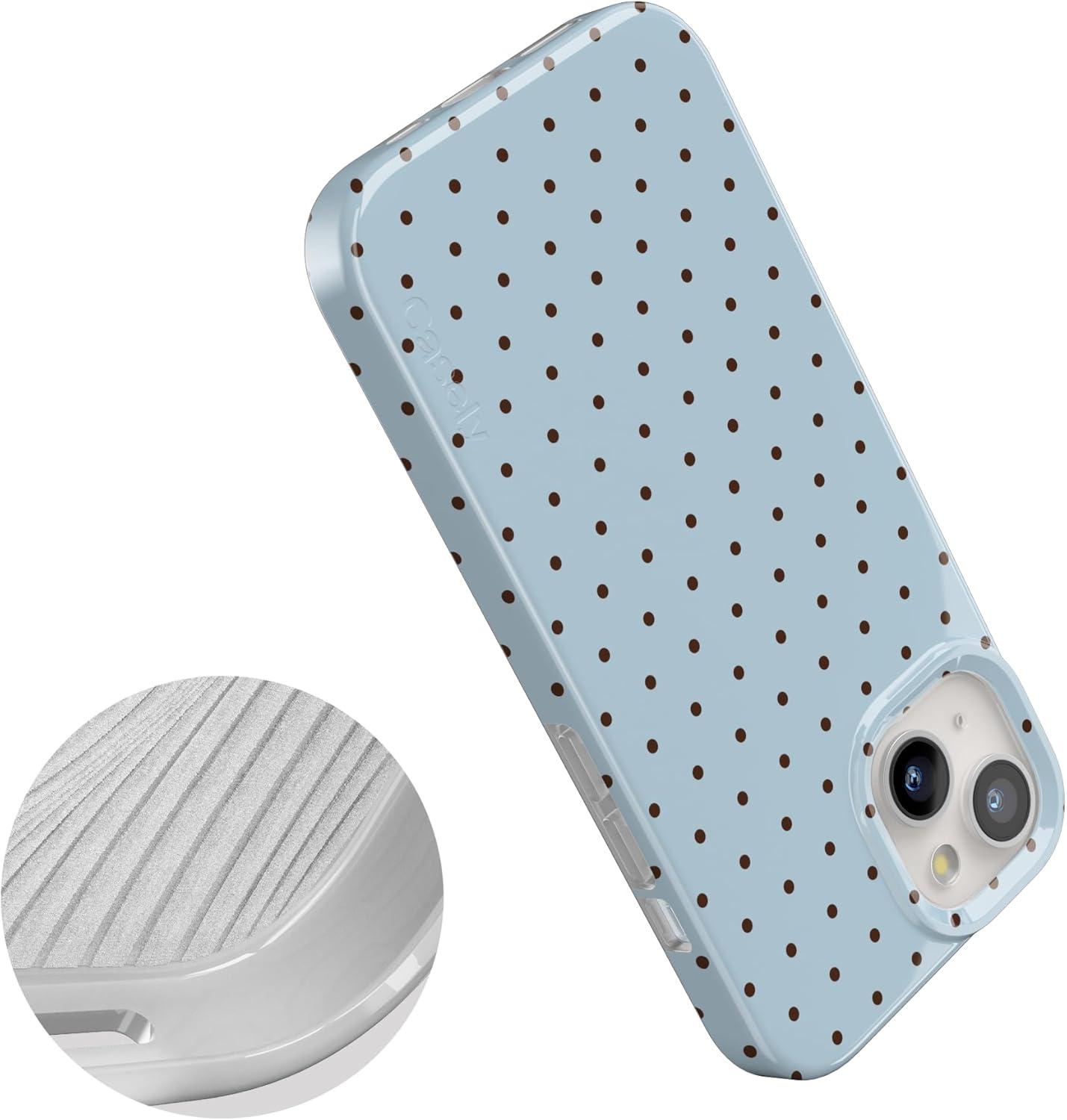 imageCasely iPhone 15 Plus Case Outside the Lines Crayola Marker Compatible with MagSafe Classic Ultra Slim DesignOn the Dot Blue Polka Dot