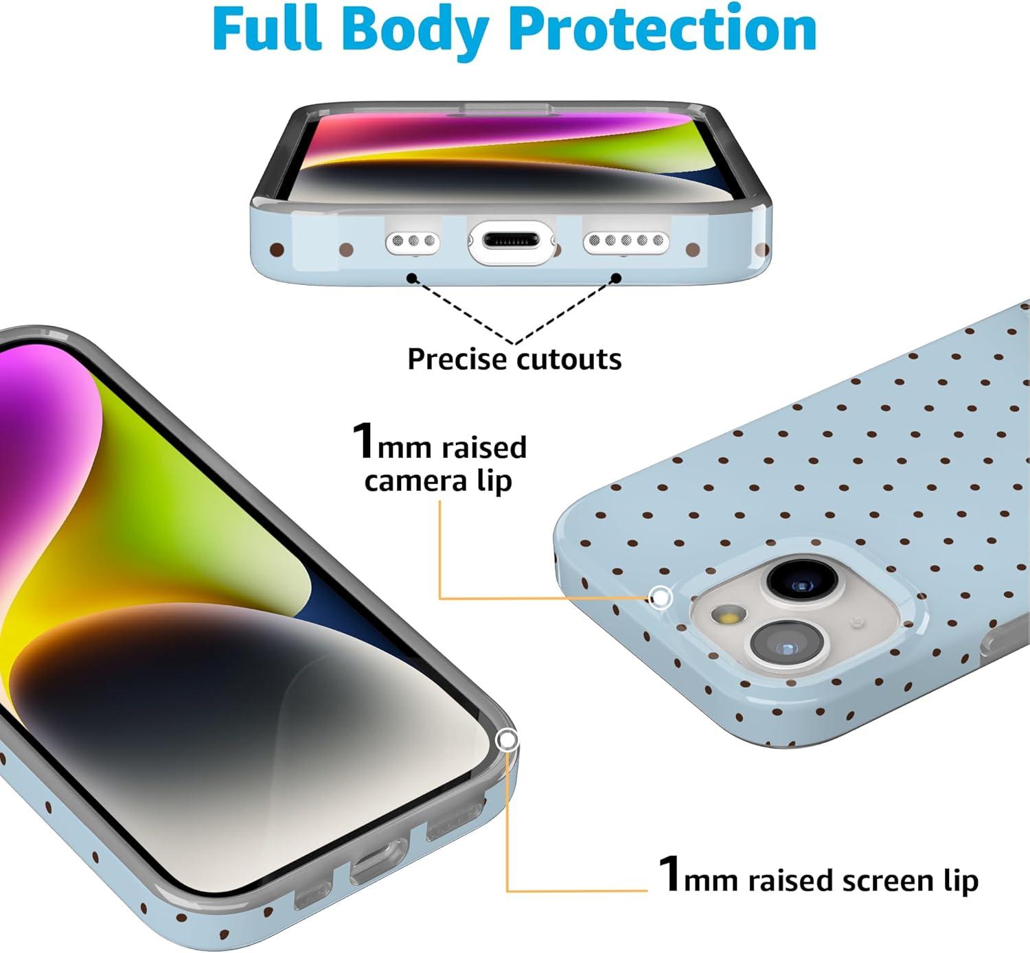 imageCasely iPhone 15 Plus Case Outside the Lines Crayola Marker Compatible with MagSafe Classic Ultra Slim DesignOn the Dot Blue Polka Dot