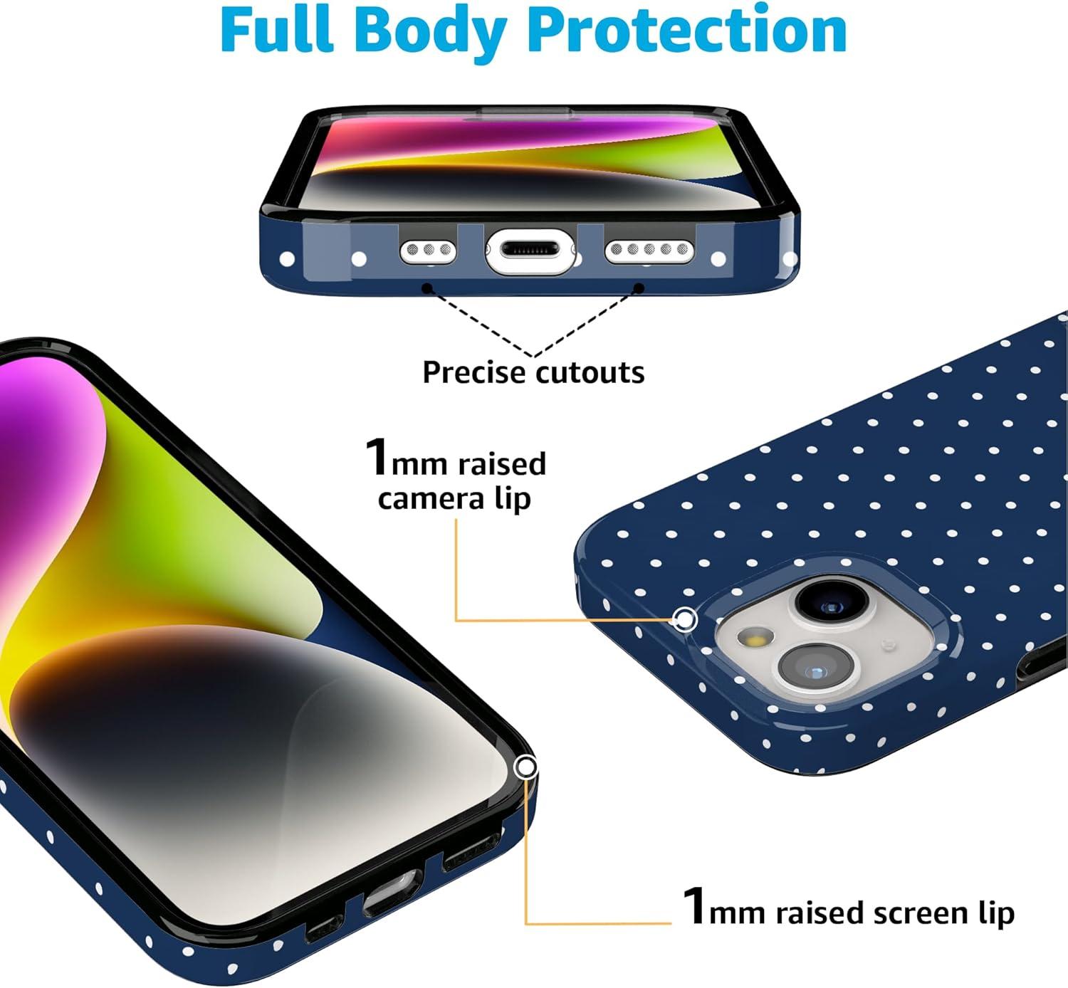 imageCasely iPhone 15 Plus Case Outside the Lines Crayola Marker Compatible with MagSafe Classic Ultra Slim DesignOn the Dot Navy Polka Dot