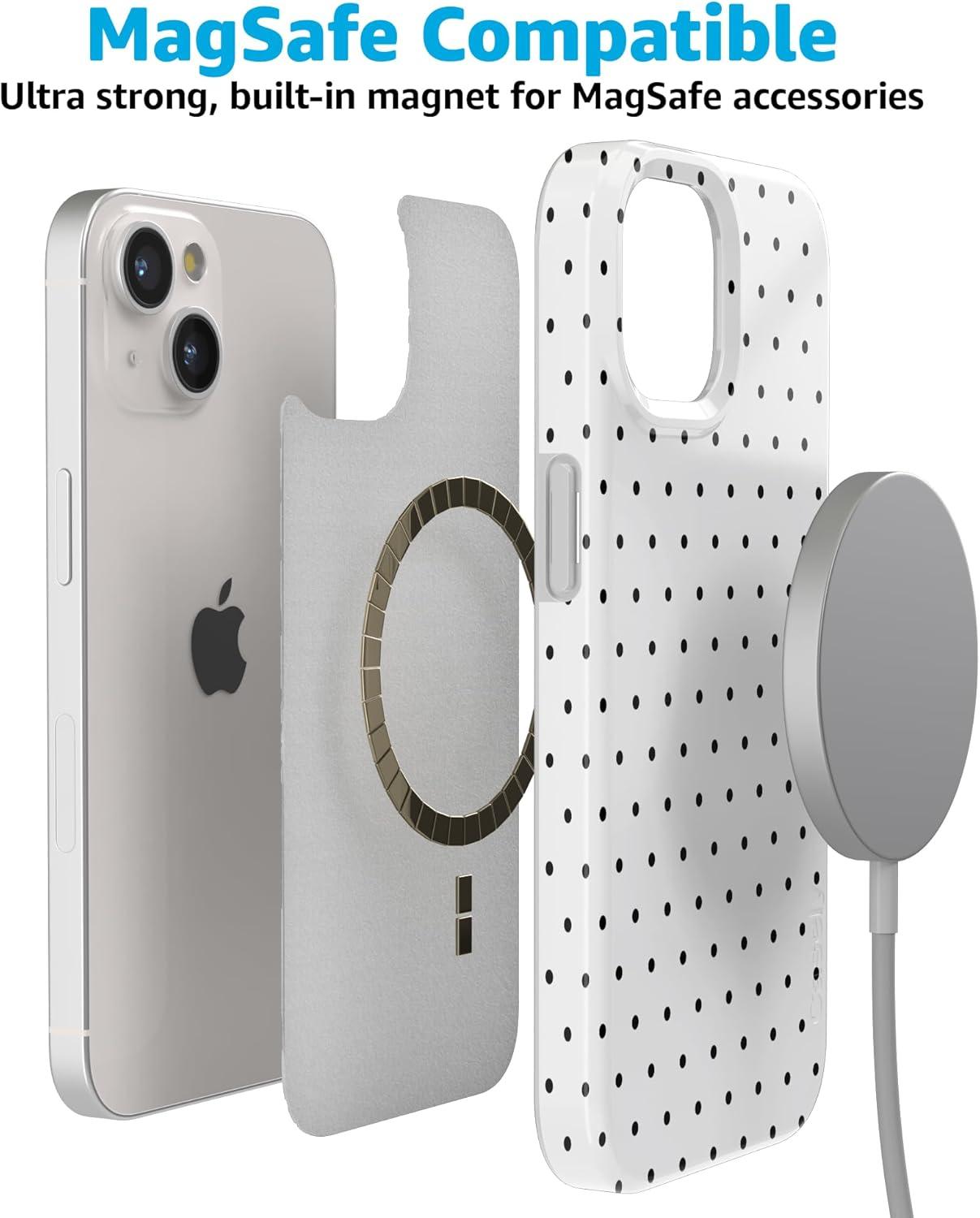 imageCasely iPhone 15 Plus Case Outside the Lines Crayola Marker Compatible with MagSafe Classic Ultra Slim DesignOn the Dot White Polka Dot