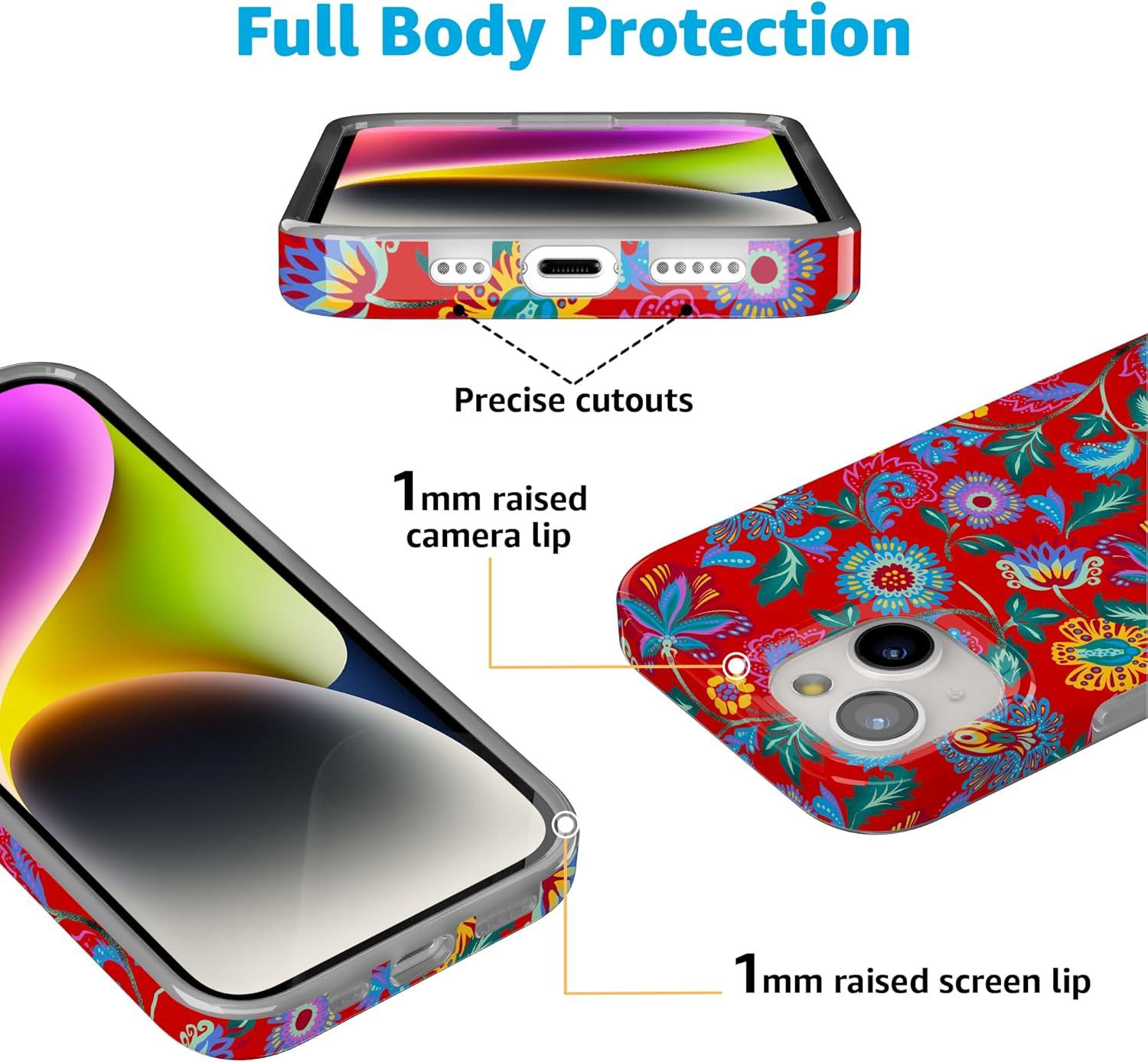 imageCasely iPhone 15 Plus Case Outside the Lines Crayola Marker Compatible with MagSafe Classic Ultra Slim DesignPainted Flowers Frida Kahlo Floral